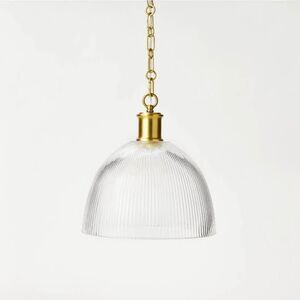 Target Threshold Reeded Glass Pendant Brass